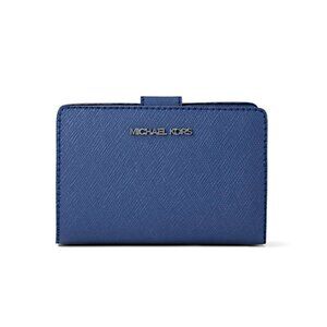 New Michael Kors Medium Crossgrain Leather Wallet Galaxy Blue